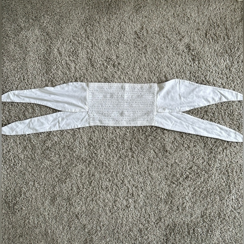 Wilfred Aritzia White Strapless Tie-back Top